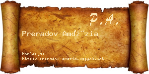 Preradov Amázia névjegykártya